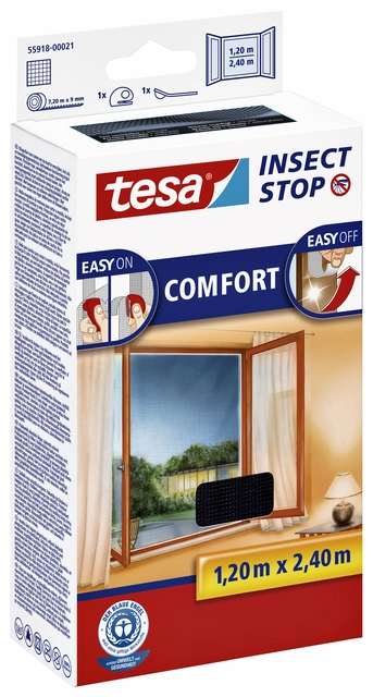 Een Insectenhor tesa® Insect Stop COMFORT buitendraaiende ramen 1,2x2,4m zwart koop je bij VHK Kantoorartikelen