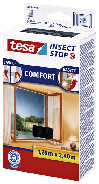 Een Insectenhor tesa® Insect Stop COMFORT buitendraaiende ramen 1,2x2,4m zwart koop je bij VHK Kantoorartikelen