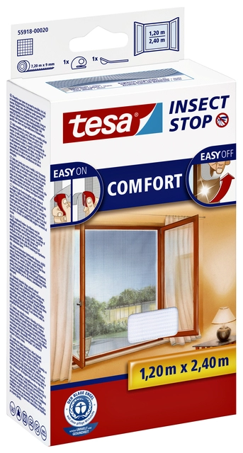 Een Insectenhor tesa® Insect Stop COMFORT buitendraaiende ramen 1,2x2,4m wit koop je bij VHK Kantoorartikelen