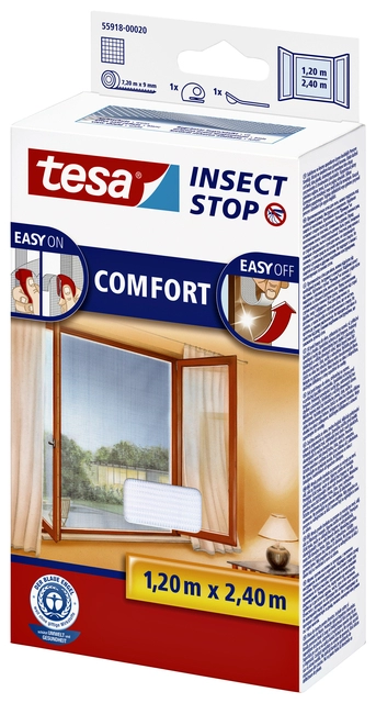 Een Insectenhor tesa® Insect Stop COMFORT buitendraaiende ramen 1,2x2,4m wit koop je bij VHK Kantoorartikelen