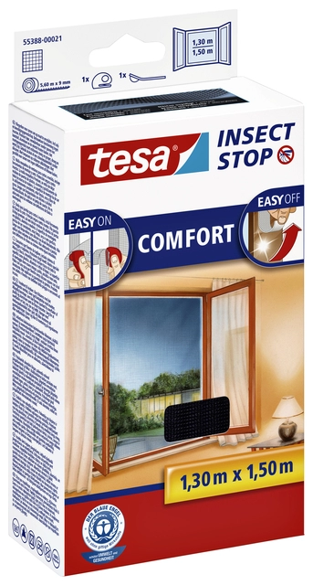 Een Insectenhor tesa® Insect Stop COMFORT raam 1,3x1,5m zwart koop je bij VHK Kantoorartikelen