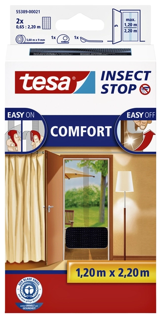 Een Insectenhor tesa® Insect Stop COMFORT deur 2x 0,65x2,50m zwart koop je bij VHK Kantoorartikelen