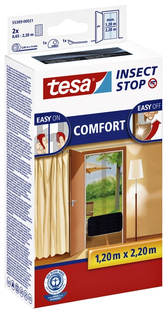 Een Insectenhor tesa® Insect Stop COMFORT deur 2x 0,65x2,50m zwart koop je bij VHK Kantoorartikelen