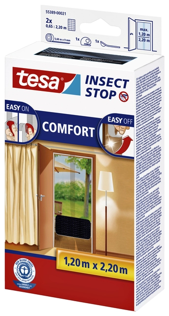 Een Insectenhor tesa® Insect Stop COMFORT deur 2x 0,65x2,50m zwart koop je bij VHK Kantoorartikelen