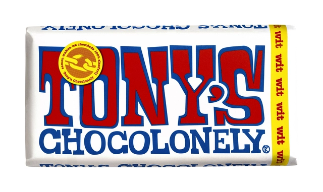 Een Chocolade Tony's Chocolonely wit reep 180gr koop je bij VHK Kantoorartikelen