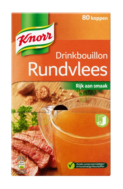 Een Drinkbouillon Knorr rundvlees 80 stuks koop je bij Hoekmankantoorartikelen.nl