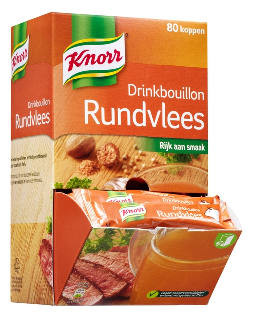 Een Drinkbouillon Knorr rundvlees 80 stuks koop je bij Hoekmankantoorartikelen.nl