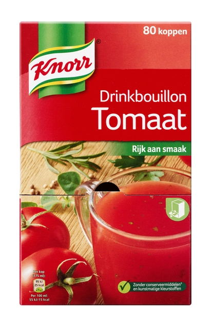 Een Drinkbouillon Knorr tomaat 80 stuks koop je bij Hoekmankantoorartikelen.nl