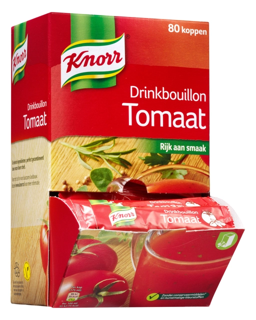 Een Drinkbouillon Knorr tomaat 80 stuks koop je bij Hoekmankantoorartikelen.nl