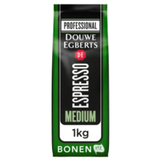 Een Koffie Douwe Egberts espresso bonen medium roast 1kg koop je bij VHK Kantoorartikelen