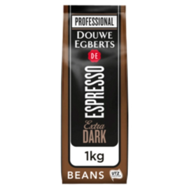 Een Koffie Douwe Egberts espresso bonen extra dark roast 1kg koop je bij VHK Kantoorartikelen