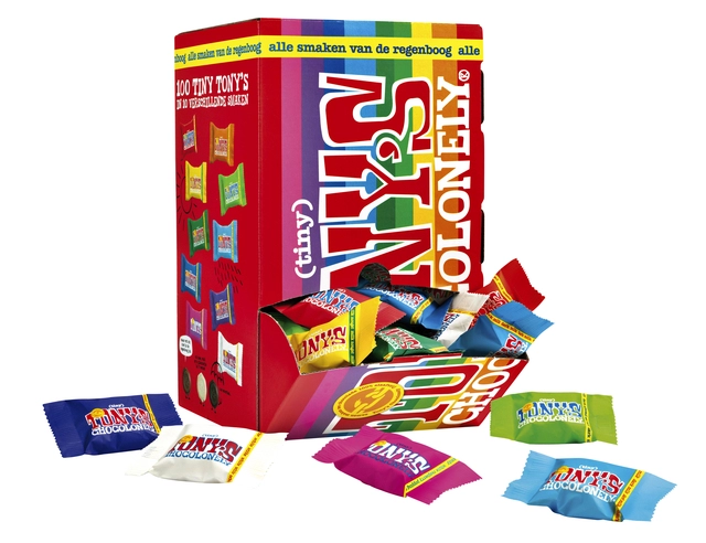 Een Chocolade Tony's Chocolonely tiny mix doos 100 st koop je bij VHK Kantoorartikelen