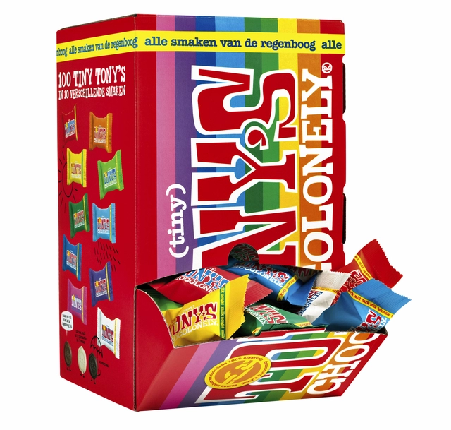 Een Chocolade Tony's Chocolonely tiny mix doos 100 st koop je bij VHK Kantoorartikelen