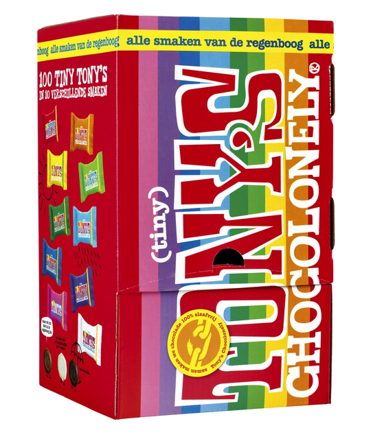 Een Chocolade Tony's Chocolonely tiny mix doos 100 st koop je bij VHK Kantoorartikelen