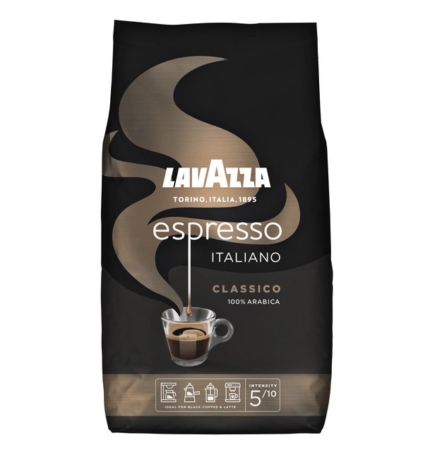 Een Koffie Lavazza Caffè espresso bonen black 1000gr koop je bij VHK Kantoorartikelen