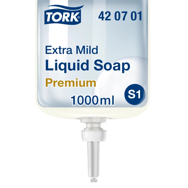 Een Handzeep Tork S1 vloeibaar mild en ongeparfumeerd 1000ml 420701 koop je bij VHK Kantoorartikelen