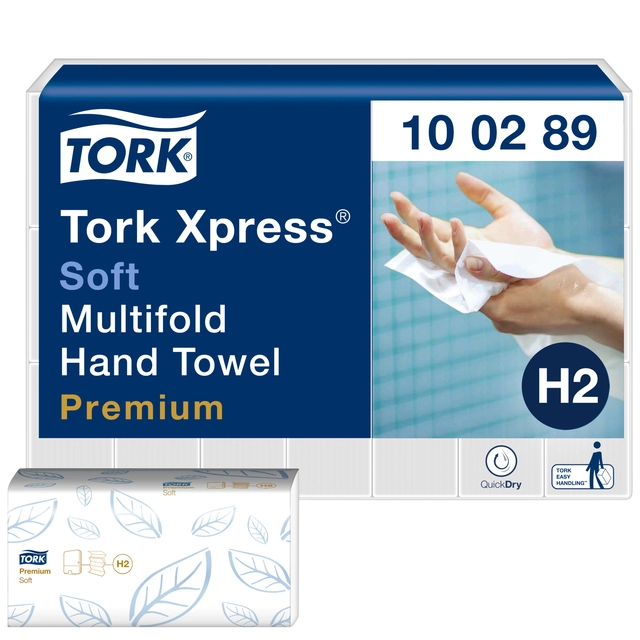 Een Handdoek Tork Xpress H2 multifold Premium 2-laags wit 100289 koop je bij VHK Kantoorartikelen