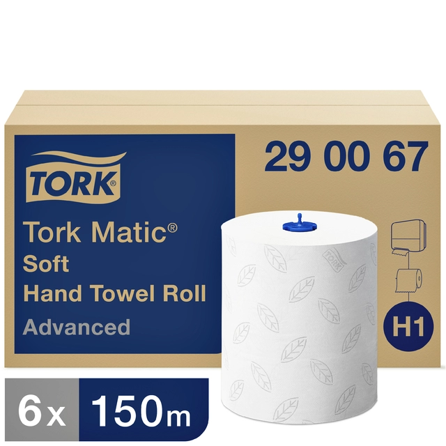 Een Handdoekrol Tork Matic H1 advanced 2-laags scheurbestendig 150m wit 290067 koop je bij VHK Kantoorartikelen