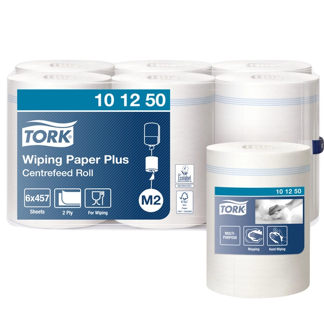 Een Poetspapier Tork Wiping plus M2 160m wit 101250 koop je bij VHK Kantoorartikelen