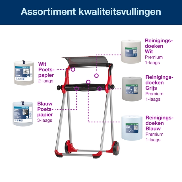 Een Dispenser Tork Vloerstandaard W1 Performance mobiel 652000 koop je bij VHK Kantoorartikelen