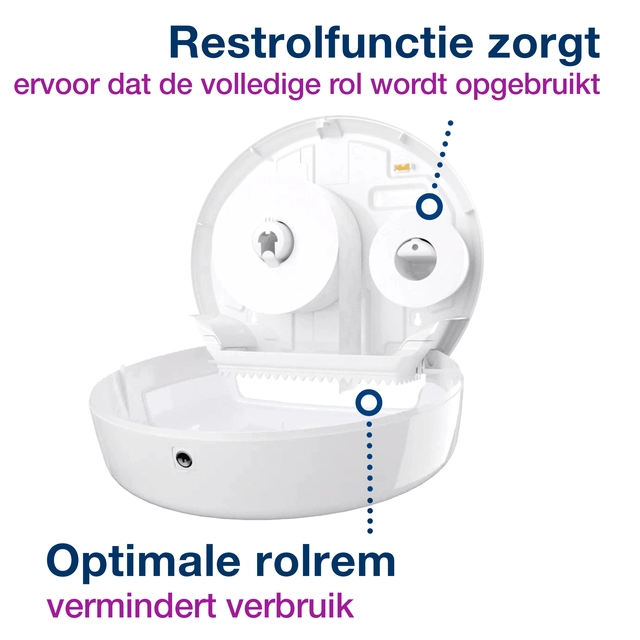 Een Toiletpapierdispenser Tork Mini Jumbo T2 Elevation wit 555000 koop je bij VHK Kantoorartikelen