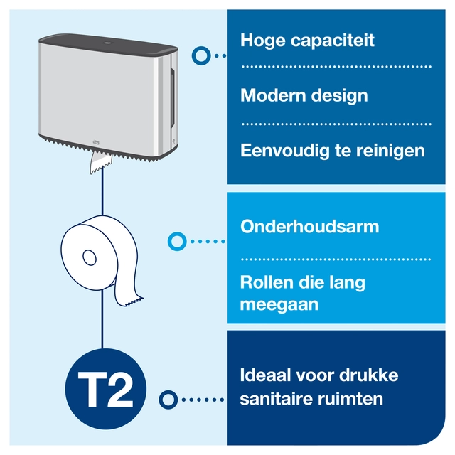 Een Toiletpapierdispenser Tork Image Lijn Mini jumborol T2 Image-Gesloten- rvs 460006 koop je bij VHK Kantoorartikelen