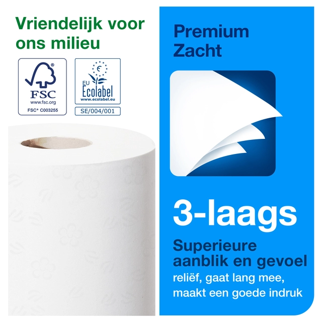 Een Toiletpapier Tork T4 traditioneel premium 3-laags 250 vel wit 110316 koop je bij VHK Kantoorartikelen