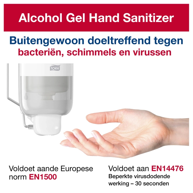 Een Alcoholgel Tork S1 voor handdesinfectie ongeparfumeerd 1000ml 420103 koop je bij VHK Kantoorartikelen