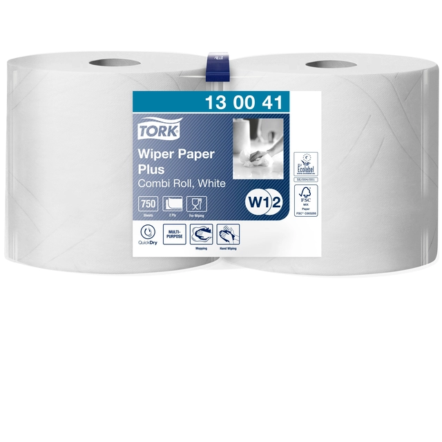 Een Poetspapier Tork Wiping Plus Combi W1/2 multifunctioneel 255m wit 130041 koop je bij VHK Kantoorartikelen