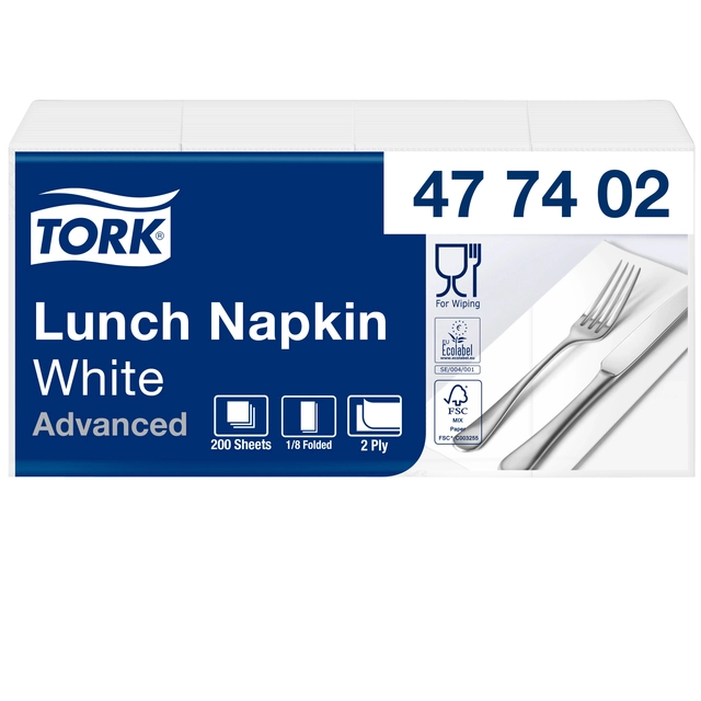 Een Servetten Tork Enviroment Print 1/8 gevouwen 2-laags 200 stuks wit 477402 koop je bij Hoekmankantoorartikelen.nl