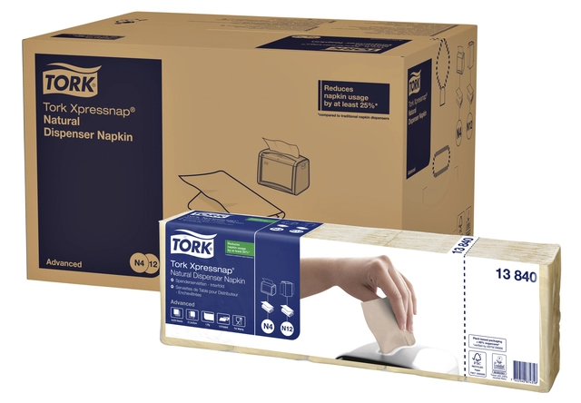 Een Servetten Tork Xpressnap® N4 100% gerecycled 1-laags 1125 stuks naturel 13840 koop je bij Hoekmankantoorartikelen.nl