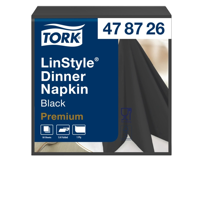 Een Dinnerservetten Tork LinStyle 1/4-vouw 1-laags 50 stuks zwart 478726 koop je bij Hoekmankantoorartikelen.nl