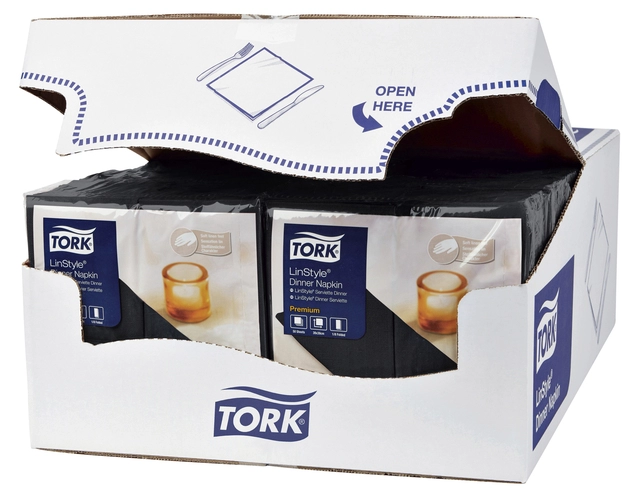 Een Dinnerservetten Tork Premium LinStyle® 1/8 gevouwen 50 stuks zwart 478151 koop je bij Hoekmankantoorartikelen.nl