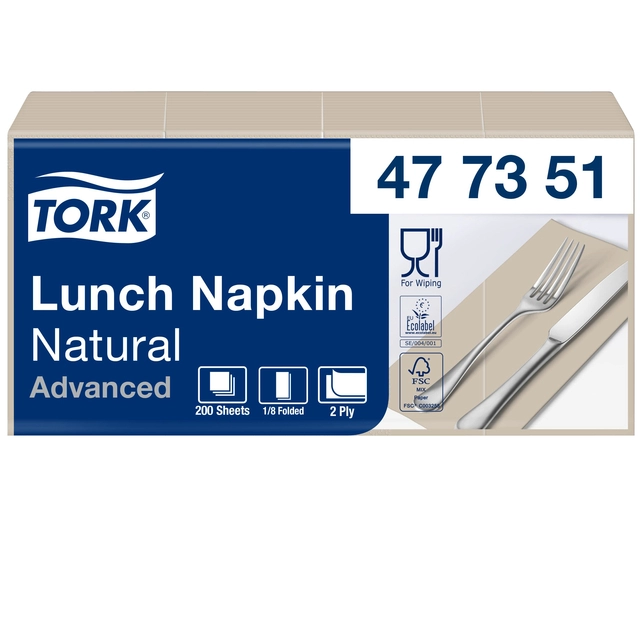 Een Servetten Tork Enviromental Print 1/8 gevouwen 2-laags 200 stuks Natural 477351 koop je bij Hoekmankantoorartikelen.nl