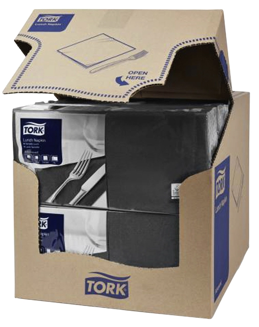 Een Servetten Tork 2-laags 1/4 gevouwen 200 stuks zwart 477148 koop je bij Hoekmankantoorartikelen.nl