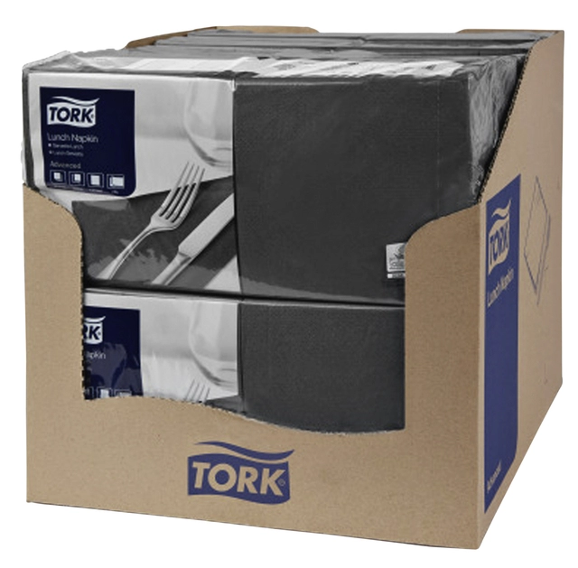 Een Servetten Tork 2-laags 1/4 gevouwen 200 stuks zwart 477148 koop je bij Hoekmankantoorartikelen.nl