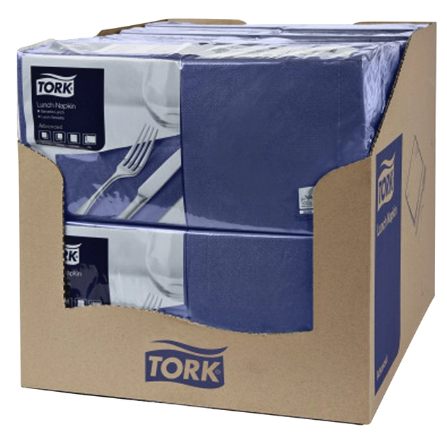 Een Servetten Tork 2-laags 1/4 gevouwen 200 stuks donkerblauw 477215 koop je bij Hoekmankantoorartikelen.nl