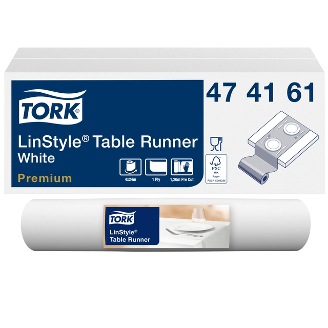 Een Tafelloper Tork LinStyle® duurzaam 1-laags 120x40cm wit 474161 20 stuks koop je bij Hoekmankantoorartikelen.nl