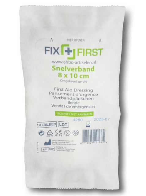 Een Snelverband FixFirst gerold 8x10cm 10 stuks koop je bij Hoekmankantoorartikelen.nl