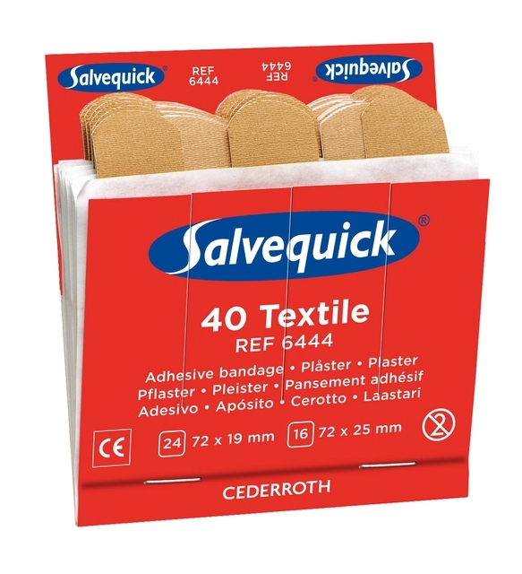 Een Pleister Salvequick navulling textiel 6 kaarten à 40 stuks 6444 koop je bij Hoekmankantoorartikelen.nl