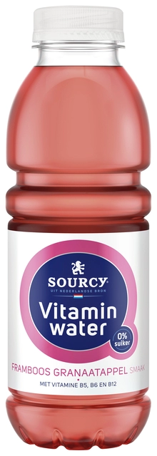 Een Water Sourcy vitamin framboos/granaatap fles 500ml koop je bij VHK Kantoorartikelen