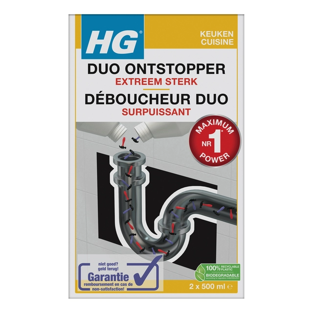 Een Afvoerontstopper HG keuken Duo 2x500ml koop je bij VHK Kantoorartikelen