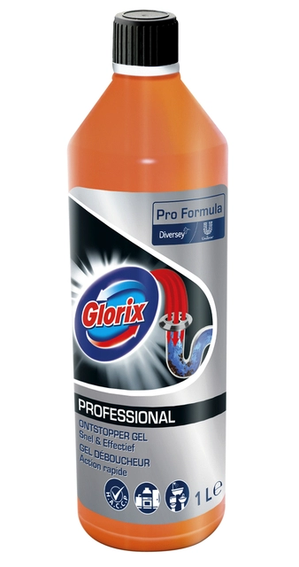 Een Afvoerontstopper Glorix Professional gel 1 liter koop je bij VHK Kantoorartikelen