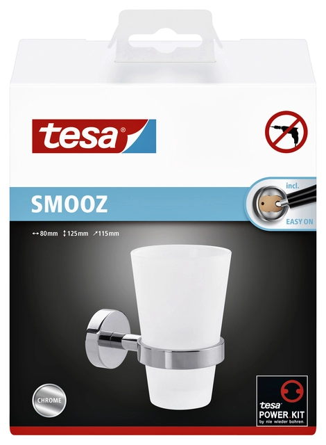 Een Bekerhouder tesa® Smooz hoogglans verchroomd metaal zelfklevend koop je bij VHK Kantoorartikelen