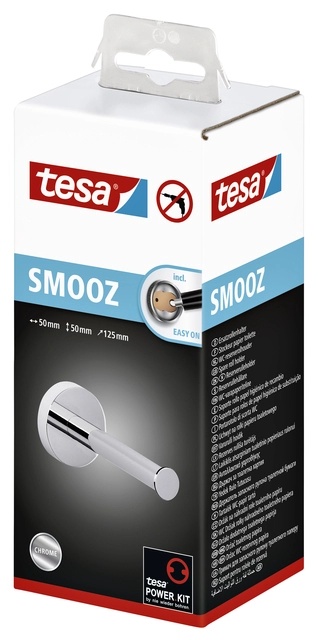 Een Reserverolhouder tesa® Smooz hoogglans verchroomd metaal zelfklevend koop je bij VHK Kantoorartikelen