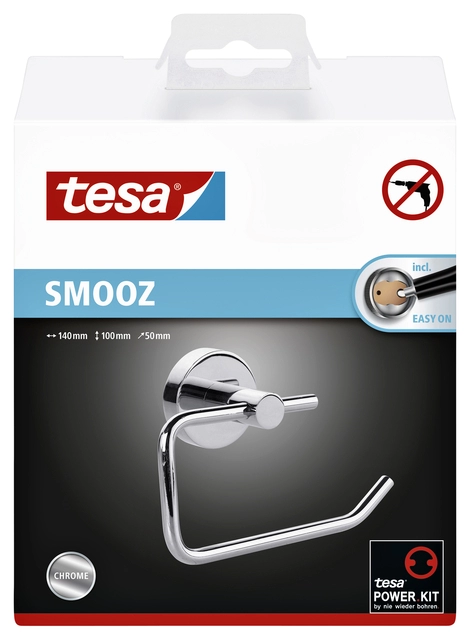 Een Toiletrolhouder tesa® Smooz hoogglans verchroomd metaal zelfklevend koop je bij VHK Kantoorartikelen