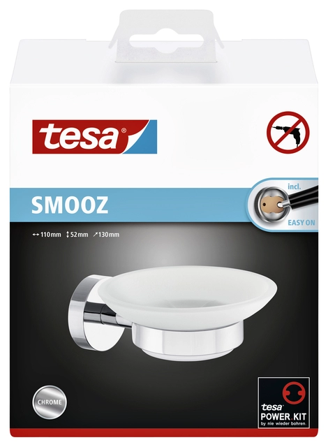 Een Zeephouder tesa® Smooz hoogglans verchroomd metaal zelfklevend koop je bij Hoekmankantoorartikelen.nl