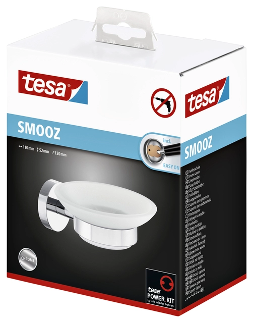 Een Zeephouder tesa® Smooz hoogglans verchroomd metaal zelfklevend koop je bij Hoekmankantoorartikelen.nl