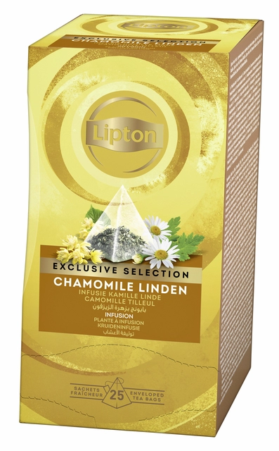 Een Thee Lipton Exclusive kamille linde 25x2gr koop je bij VHK Kantoorartikelen