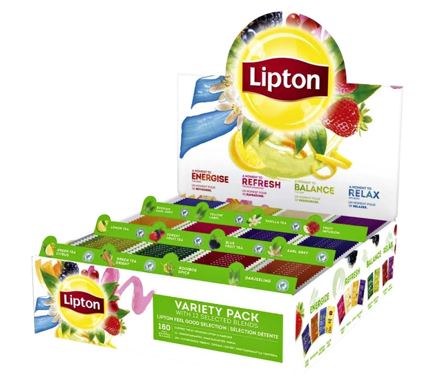 Een Thee Lipton assortimentsbox 12x15stuks koop je bij VHK Kantoorartikelen